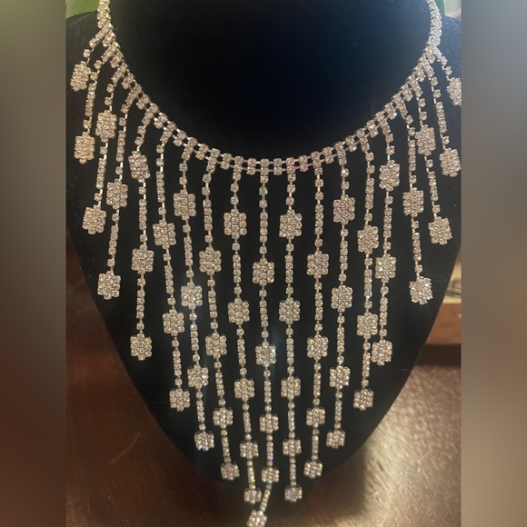 Natasha Silver Statement Necklace Cascade New with Tags - Picture 2 of 4